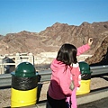 Hoover Dam with trash cans and human