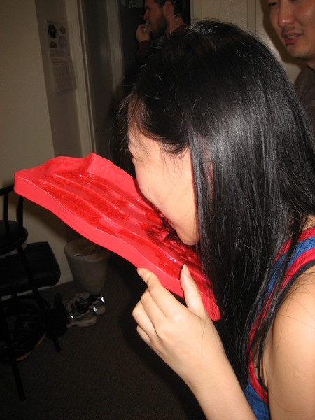 Licking the vodka jello shot