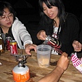 Pouring the water into the container