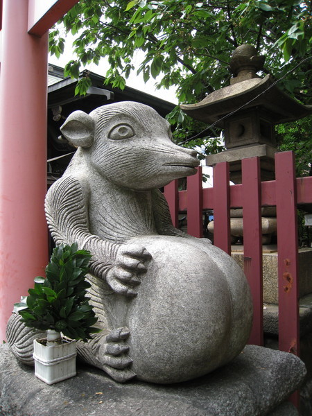 秋葉原一間小神社裡供奉的狸貓，抱的是他的「卵蛋」