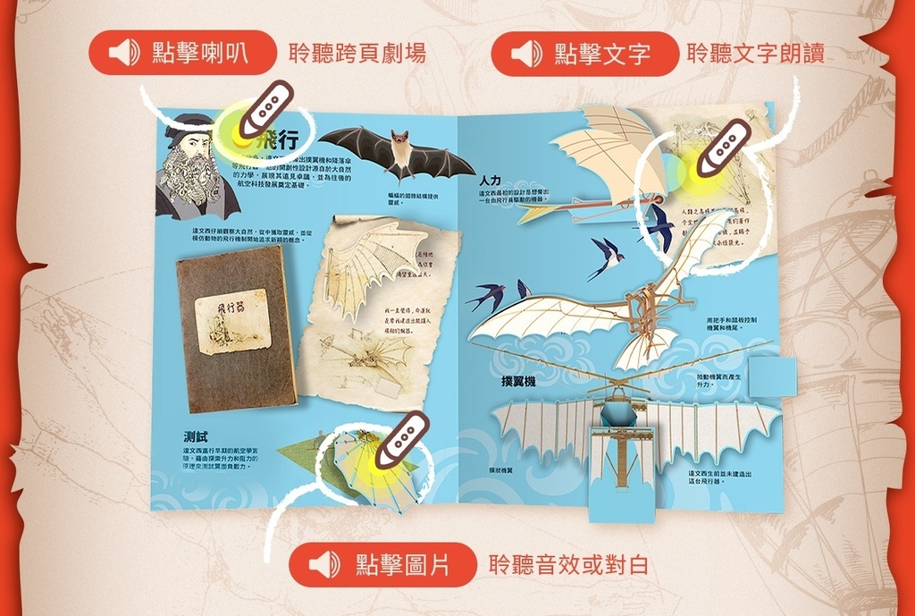 小青阿林和魔鏡又回來啦！《翻玩看世界：天才達文西的發明》點讀