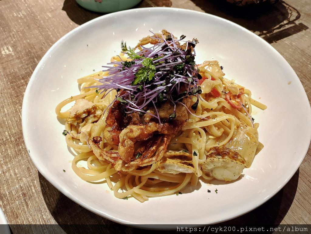 '24 08 10 _01 慶祝父親節 在Cin Cin Osteria請請義大利餐廳慶城店 奶油鹹蛋軟殼蟹扇貝細扁麵 NT388+10%.jpg