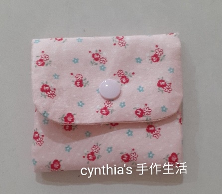 10cm粉色小紅玫雙層卡片收納錢包