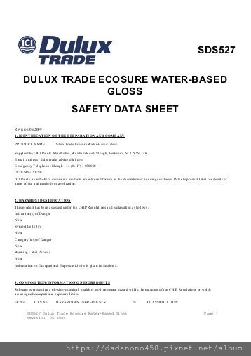 sds527-dulux-trade-ecosure-water-based-gloss-safety-data-sheet