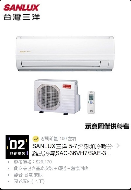 SANLUX三洋 5-7坪變頻冷暖分離式冷氣SAC-36VH7SAE-36VH7.jpg