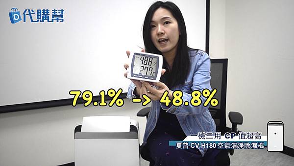 夏普 CV-H180 空氣清淨除溼機除濕效果測試