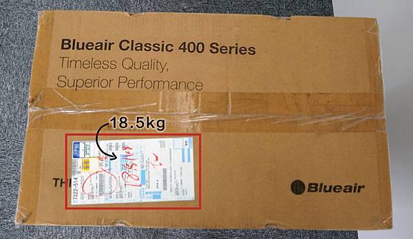 Blueair空氣清淨機重量為18.5公斤