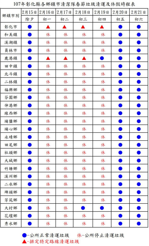 107年彰化縣各鄉鎮市清潔隊春節垃圾清運及休假時程表.jpg