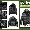 L-4XL Jeep男款冬天保暖棉衣外套1156黑色高級連帽羽絨服/防風外套登山外套保暖棉襖可脫卸帽