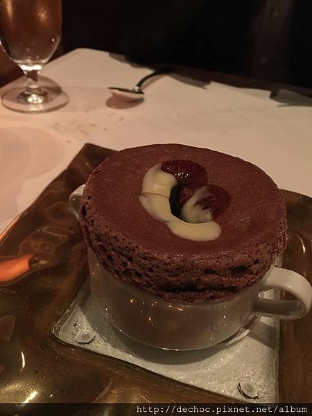 Baked Chocolate Souffle with Two Sauces