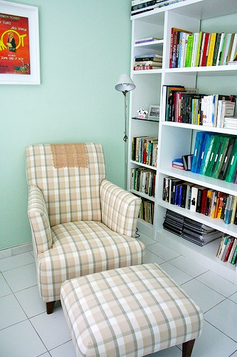 Office - reading chair & books