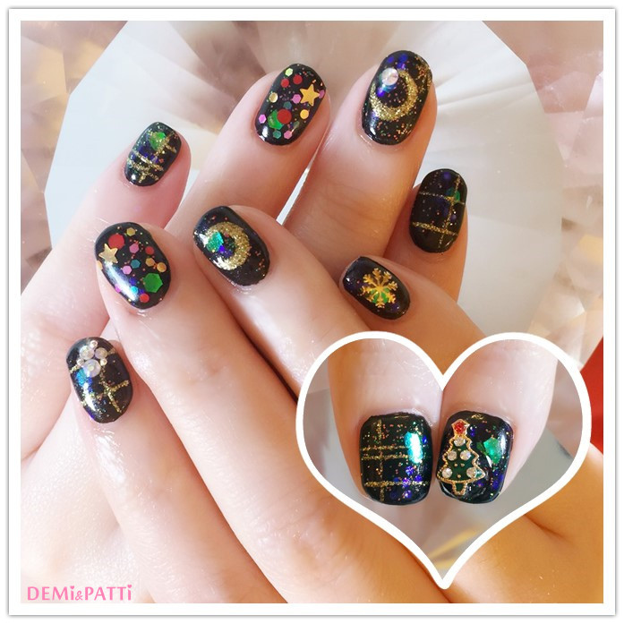 Han nail design 漢妮時尚美甲_黑夜中更繽紛的聖誕美甲_台北_新北