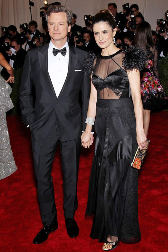 Livia Firth in Prada with hubby Colin Firth