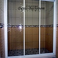 埔里-黃先生-玻璃有框白框一字三門淋浴門