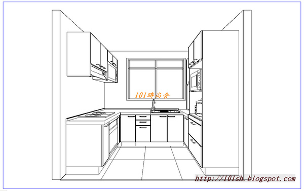 @101時尚舍  品味廚房 廚房設計  - 時尚系列 ~ㄇ字型   @品味生活-廚衛1