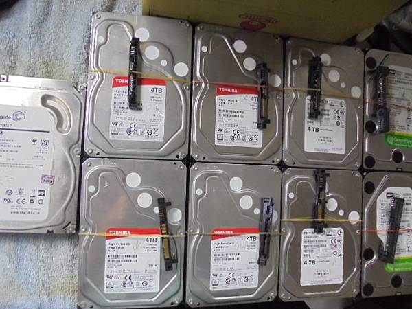 【逐一更換】三家品牌2TB/4TB硬碟九顆3.5吋裸碟裝在