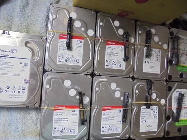 【逐一更換】三家品牌2TB/4TB硬碟九顆3.5吋裸碟裝在