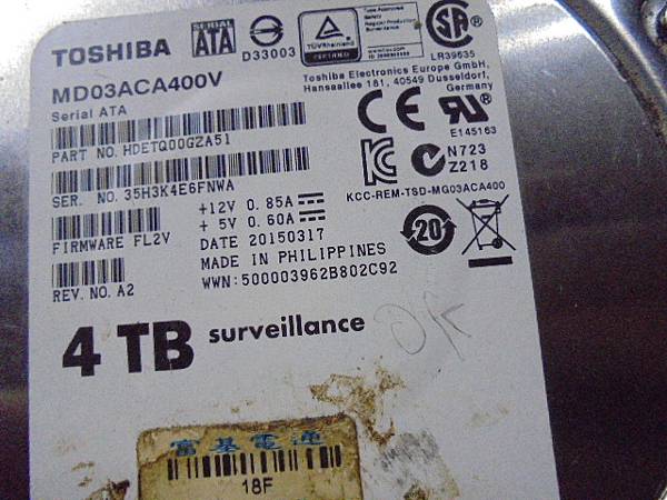 【折斷接口】TOSHIBA東芝4TB硬碟兩顆3.5吋裸碟裝