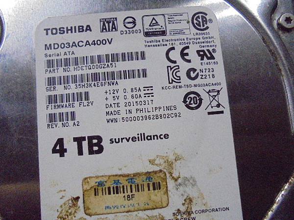 【折斷接口】TOSHIBA東芝4TB硬碟兩顆3.5吋裸碟裝