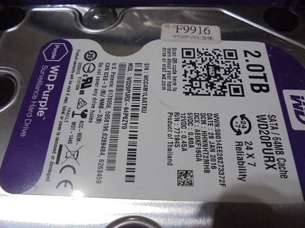 【留碟救援】WD威騰2TB3.5吋Purple紫標裸碟是多