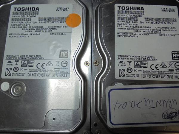 【送達裸碟】TOSHIBA東芝1TB3.5吋7200轉裸碟