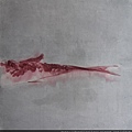 獨字中游 Swim in the monotype- 紅暈 Bleeding  手繪水墨及浮水印木拓ink, wood rubbing & fish printing  68x69cm