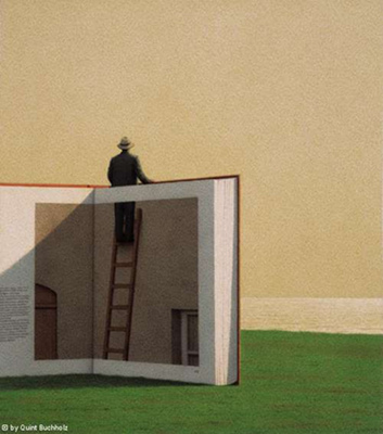 Quint Buchholz-Mann auf einer Leiter.bmp