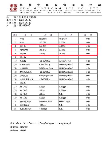 華蕈桑黃(新版原料)COA (1)