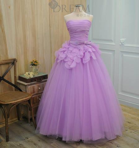 超顯瘦紫色婚紗
