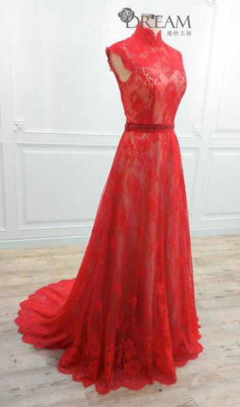 紅色蕾絲旗袍