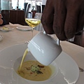 03_Lightly Curried Mussel Veloute Coriander crème and vegetable brunoise-1