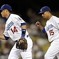 080426 Chin-lung Hu, left, of Taiwan celebrates the end of 8th inning with Furcal.jpg