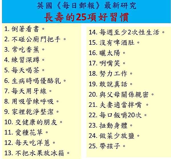 25 ways to long life