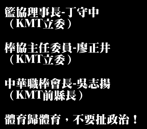 棒協、中職、籃協，都是國民黨，運動歸運動，兒子歸兒子。