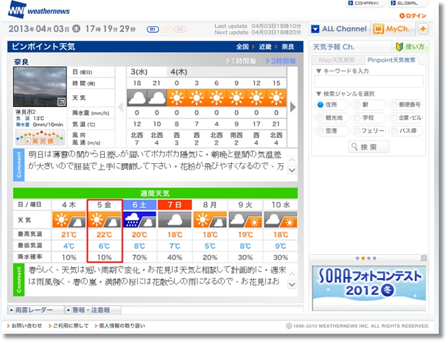 0405奈良天氣