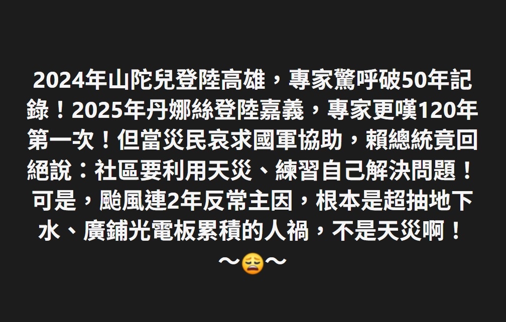 颱風連2年反常的主因，其實是超抽地下水、廣鋪光電板的人禍，根