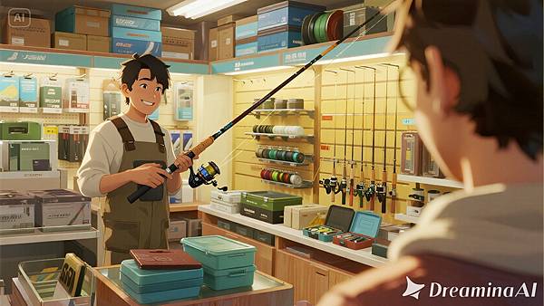 dreamina-2025-09-19-5673-Asian fishing tackle shop owner carefull.