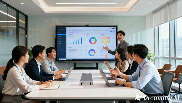 dreamina-2025-11-06-1244-一個由亞洲同事組成的團隊正在高科技會議室裡進行腦力激盪,會議室配備了大型顯示螢幕. dreamina-2025-11-06-1244-一個由亞洲同事組成的團隊正在高科技會議室裡進行腦力激盪,會議室配備了大型顯示螢幕.