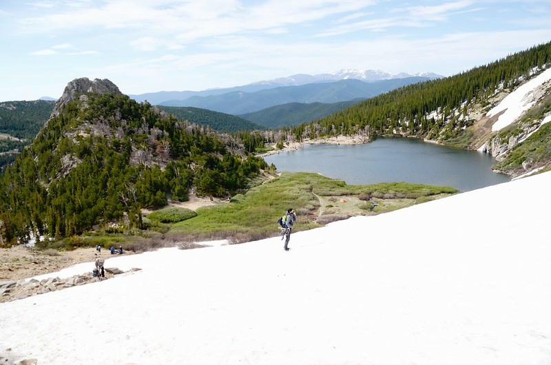 Looking down at Fox Mountain & St. Mary's Lake from St. Mary's Glacier (2)