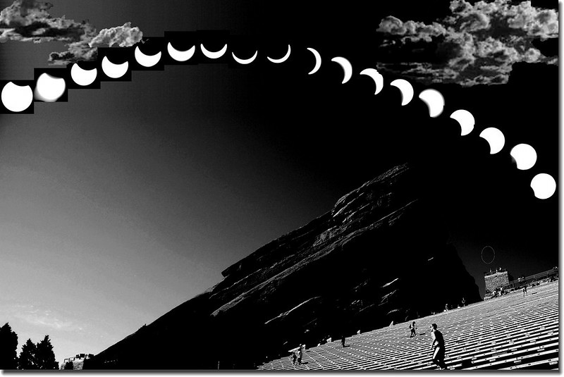 Solar eclipse，taken from Red Rocks Park, Denver(2017.08.21)