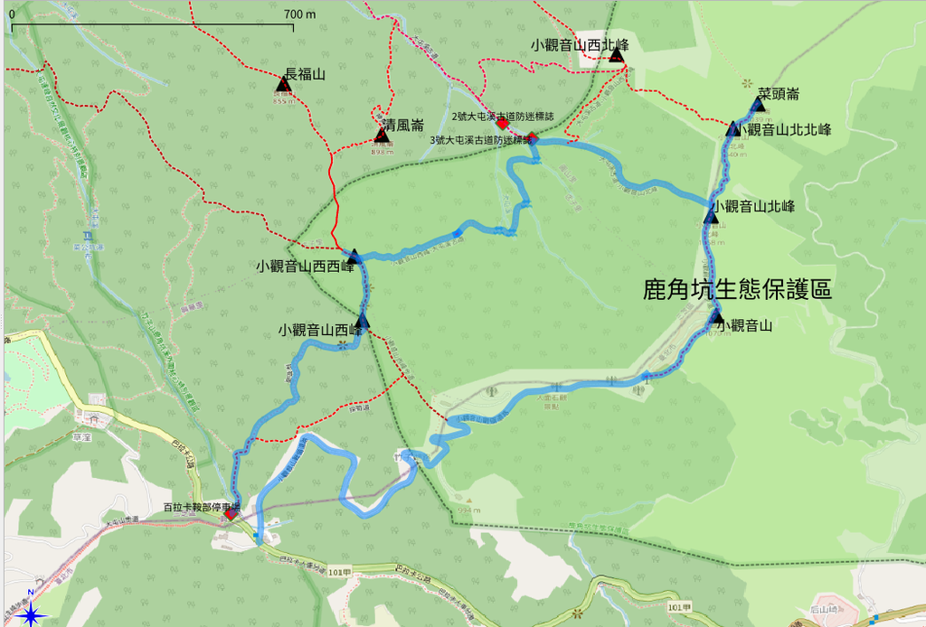 1120427小觀音山群峰Y型來回~大屯山鞍部停車場登山口、