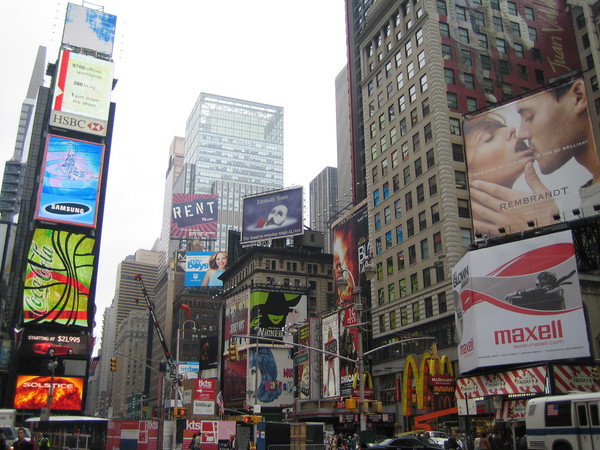 lots of Broadway show ads billboards