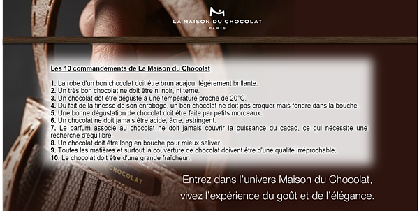 commandements de La Maison du Chocolat