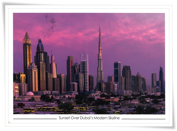 sunset over dubai's modern