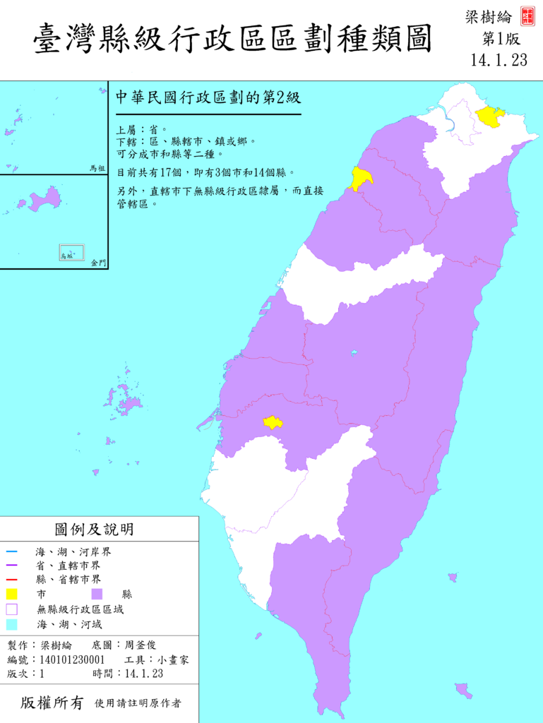 臺灣縣級行政區區劃種類圖
