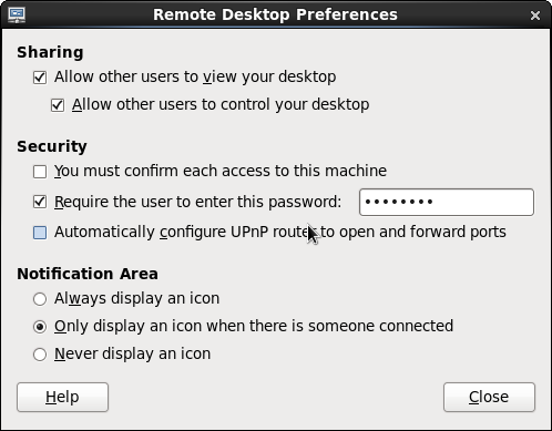 Screenshot-Remote Desktop Preferences
