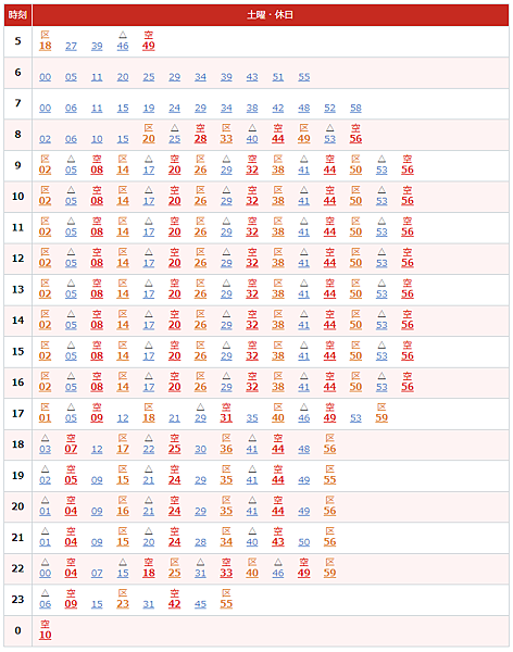 羽田空港国際線ビル駅出發，モノレール浜松町駅方面の時刻表【土曜・休日】.png