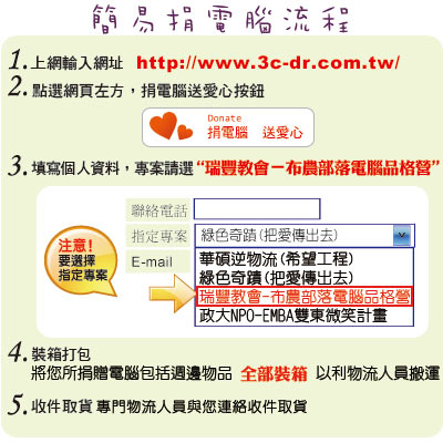 捐電腦，送愛到布農部落!!!捐贈流程~