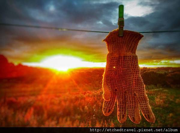 手套與夕陽 Gloves under sunset