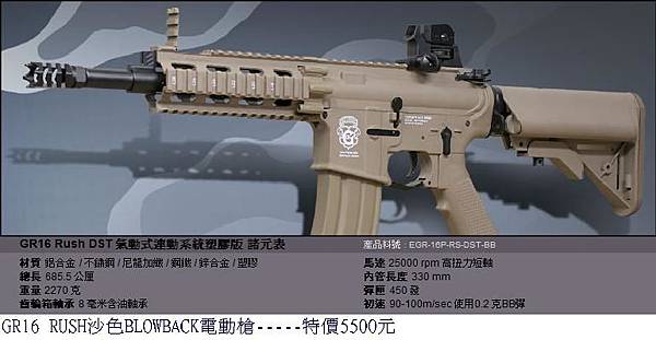 G&G GR16 Rush沙色氣動式連動系統塑膠版電動槍.JPG